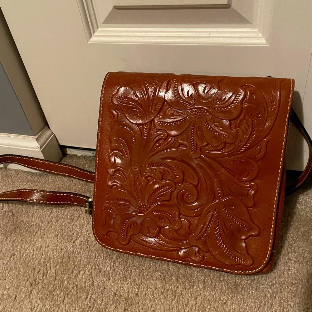 Deep Brown faux Leather Crossbody-used ONCE